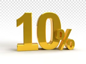 Mẫu số sale giảm giá 10% 3D vàng gold vector chất lượng cao CR018