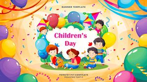 Mẫu banner, background trẻ vui chơi với nhau mừng ngày lễ của trẻ CR672