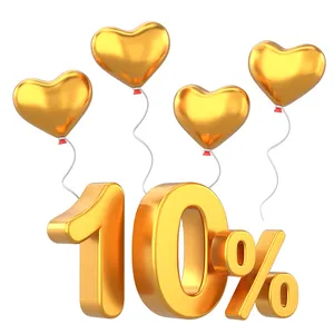 Mẫu số sale giảm giá 10% 3D màu vàng gold PNG chất lượng cao CR083