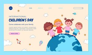 Mẫu banner trẻ vui chơi cầm tay nhau đứng trên quả địa cầu mừng ngày lễ của trẻ - CR1217