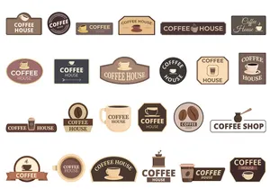 Bộ sưu tập icon biểu hiệu quán cà phê file AI - 013