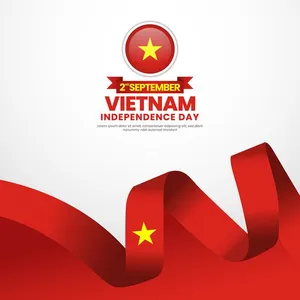 Poster chào mừng ngày quốc khánh Việt Nam nền trắng ruy băng cờ đỏ sao vàng- File AI 080