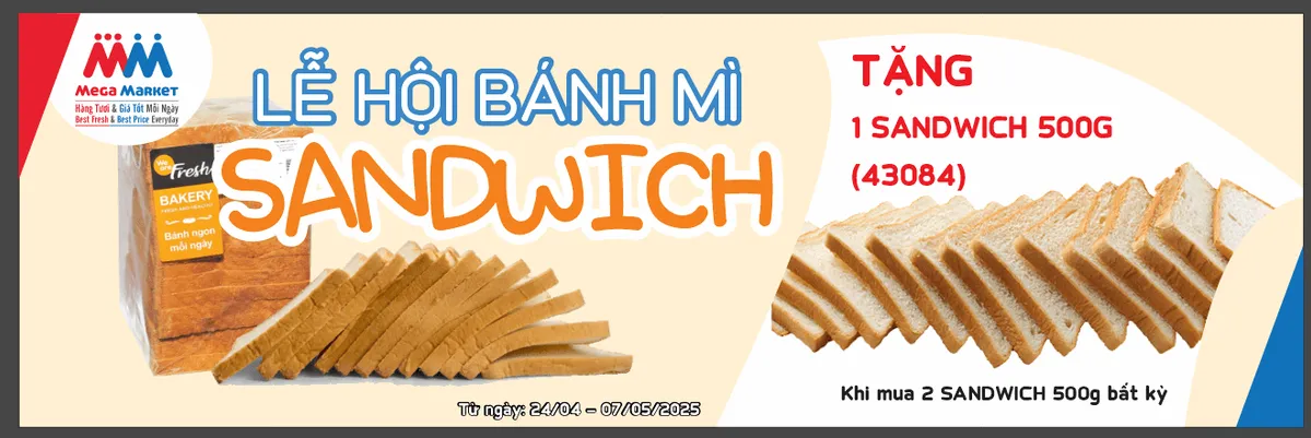 Decal lễ hội bánh mỳ sandwich trang trí siêu thị file corel