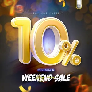 Mẫu số sale giảm giá 10% 3D màu vàng gold PNG chất lượng cao CR102