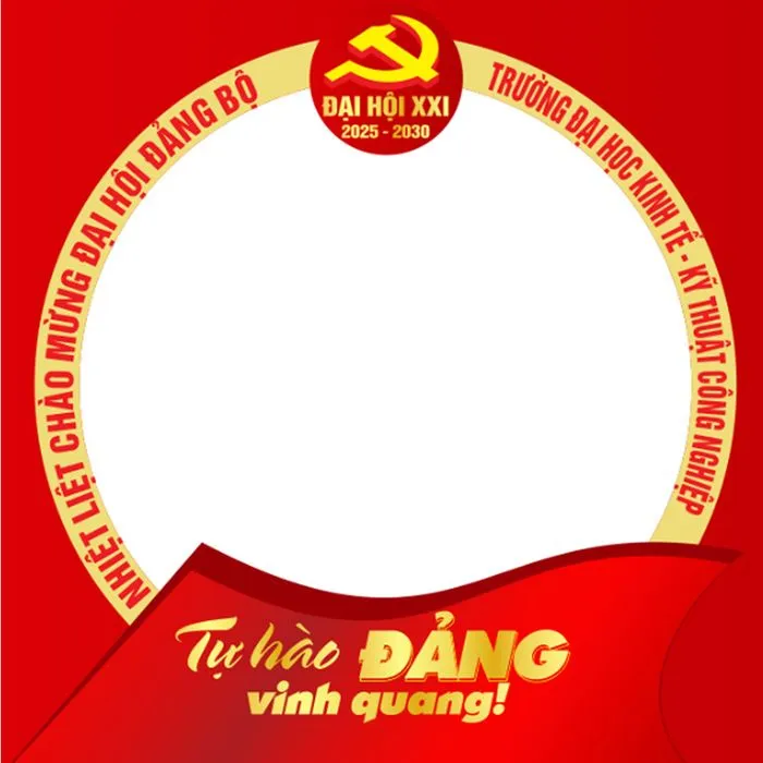 Khung avatar facebook đại hội đảng bộ xã màu đỏ file corel 003