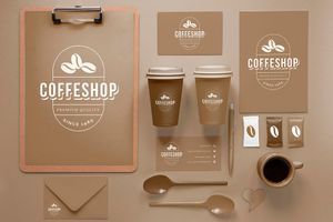 Mẫu mockup thương hiệu kinh doanh cà phê file PSD