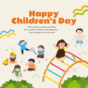 Mẫu poster trẻ vui trên bãi cát mừng ngày lễ của trẻ - CR1129
