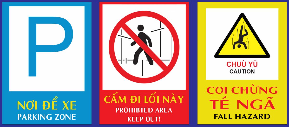 Biển nơi để xe - cấm đi lối này - coi chừng té ngã file vector coreldraw