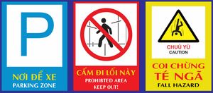 Biển nơi để xe - cấm đi lối này - coi chừng té ngã file vector coreldraw
