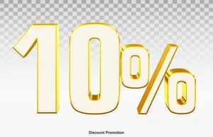 Mẫu số sale giảm giá 10% 3D màu vàng gold PNG chất lượng cao CR054