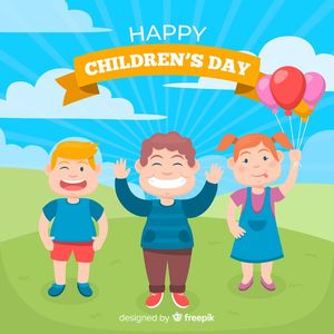 Mẫu poster trẻ vui chơi trên đồng cỏ mừng ngày ngày lễ của trẻ - CR1024