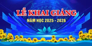 Background phông nền khai giảng chào mừng năm học mới nền xanh hoa văn trống đồng file corel