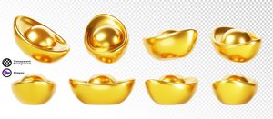Hình ảnh 8 thỏi vàng vector chân thực 3D File CR 012