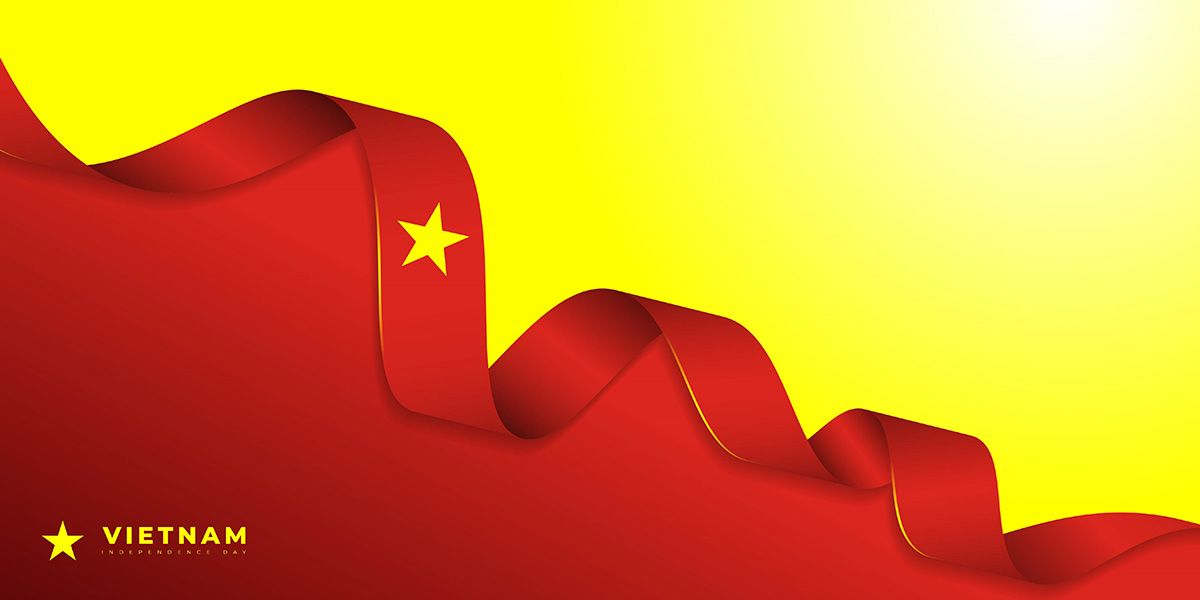 Ảnh background dải cờ Việt Nam tung bay vector mẫu số 157