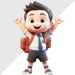 Hình ảnh bé trai vui vẻ giơ 2 tay 3D  file PNG CR 810