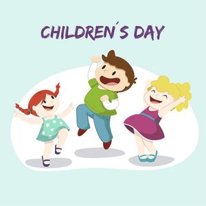 Mẫu poster trẻ em vui chơi cùng nhau chibi ngày lễ của trẻ CR857