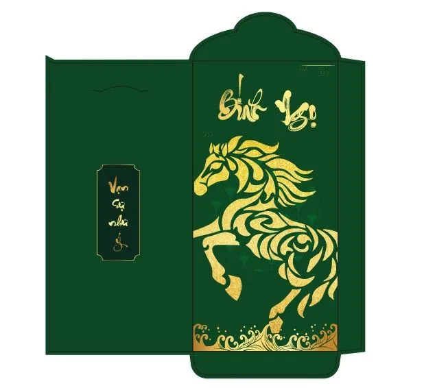 Bao Lì Xì Tết 2026 Phong Cách Kim Mã Vàng - Thiết Kế Sẵn CDR