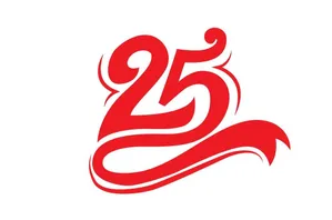 Logo kỷ niệm 25 năm ra trường màu đỏ vector File AI CR014