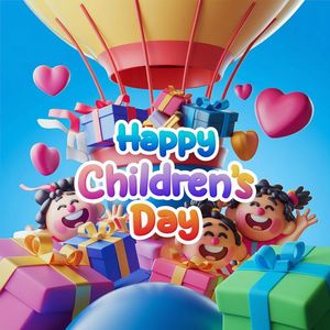 Mẫu ảnh poster trẻ em vui chơi với kinh khí cầu vector CR778