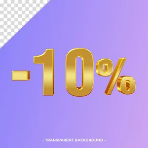 Mẫu số sale giảm giá 10% 3D màu vàng gold nền tím PNG chất lượng cao CR037