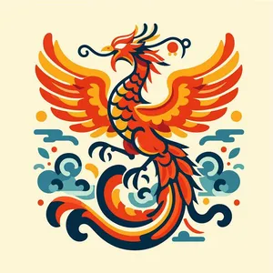 Mẫu ảnh minh họa chim phượng hoàng ngũ sắc vector CR053