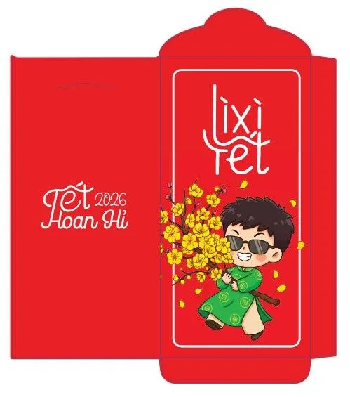 Bao Lì Xì Tết 2026 Phong Cách Hoạt Hình Dễ Thương - File CDR