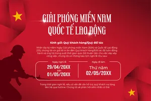 Baner thông báo nghỉ lễ chào mừng ngày giải phóng miền Nam nền đỏ File AI 0040