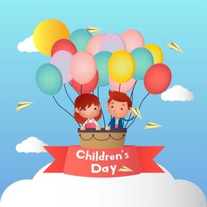 Mẫu poster trẻ vui chơi kinh khí cầu ngày lễ của trẻ - CR1059