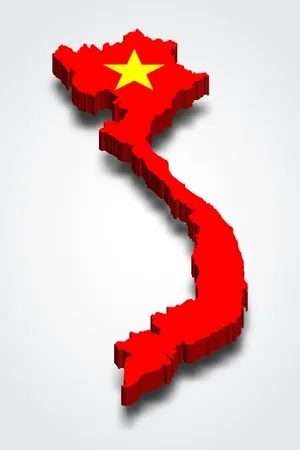Ảnh minh họa bản đồ Việt Nam 3D nền đỏ sao vàng vector - File AI 059
