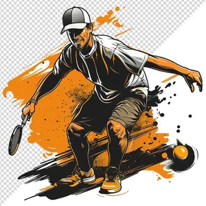 Ảnh minh họa vận động viên Pickleball phong cách retro chất lượng cao - File PNG 028