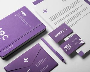 Mẫu mockup Thiết kế mẫu bộ văn phòng phẩm kỹ thuật số Lavender