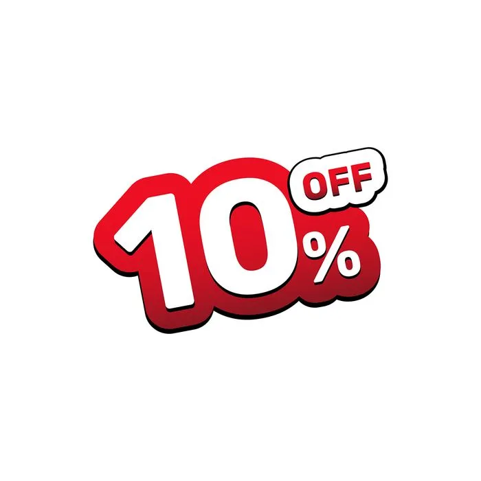 Mẫu số sale giảm giá 10% 3D màu trắng viền đỏ PNG chất lượng cao CR115