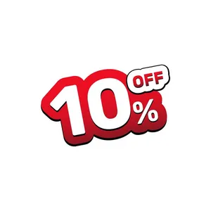 Mẫu số sale giảm giá 10% 3D màu trắng viền đỏ PNG chất lượng cao CR115