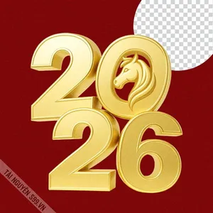 Số 2026 màu vàng  gold PNG file số 5