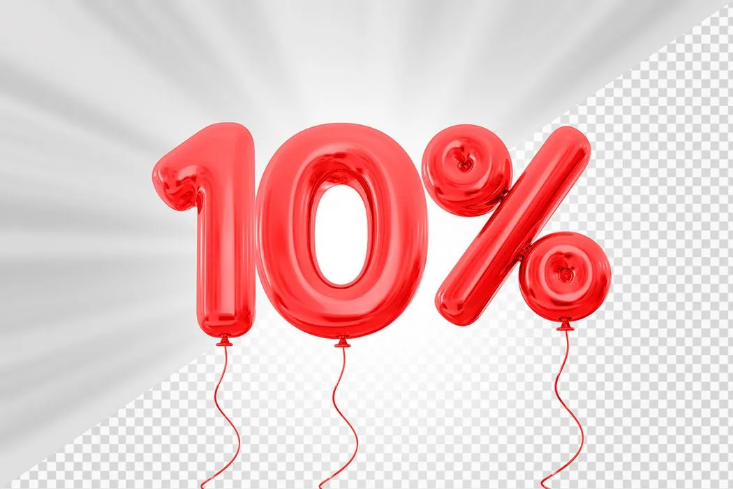 Mẫu số sale giảm giá 10% 3D màu đỏ PNG chất lượng cao CR041