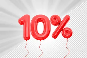 Mẫu số sale giảm giá 10% 3D màu đỏ PNG chất lượng cao CR041