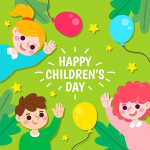 Mẫu poster trẻ vui chơi cùng bóng bay mừng ngày lễ của trẻ - CR1203