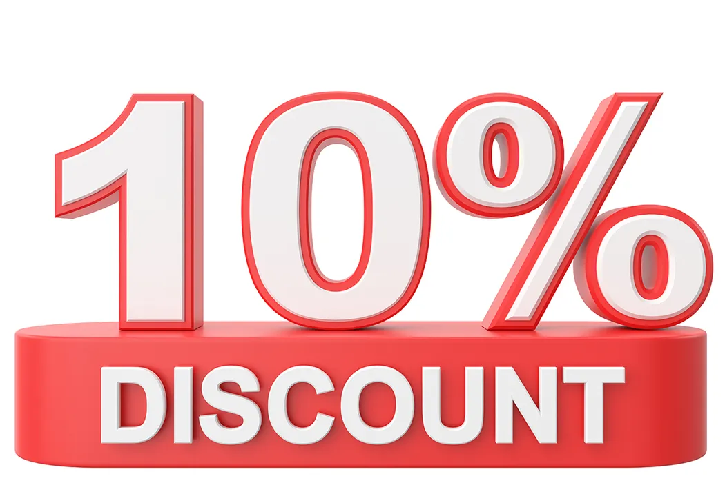 Mẫu số sale giảm giá 10% 3D màu trắng viền đỏ PNG chất lượng cao CR104