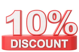 Mẫu số sale giảm giá 10% 3D màu trắng viền đỏ PNG chất lượng cao CR104