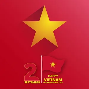Poster ngày lễ quốc khánh Việt Nam 2-9 cờ đỏ sao vàng - file AI
