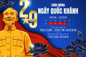 Banner thông báo nghỉ lễ ngày quốc khánh ảnh Bác Hồ màu vàng tone nền xanh - File AI 041