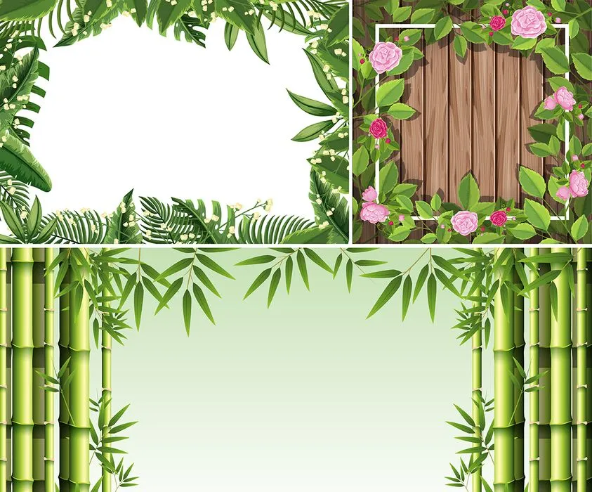 Mẫu backgroud cây trúc , hoa, lá cây file AI 135