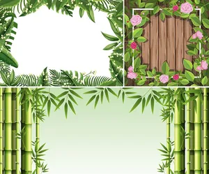 Mẫu backgroud cây trúc , hoa, lá cây file AI 135