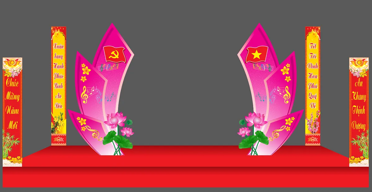Mẫu cánh gà sân khấu mừng năm mới file corel 007