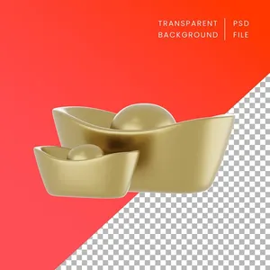 Ảnh minh họa 2 thỏi vàng 3D vector chất lượng cao CR009