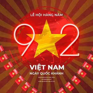 Poster chào mừng ngày quốc khánh Việt Nam nền đỏ dải ruy băng cờ  PSD 23