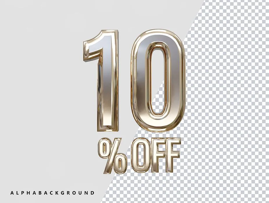Mẫu số sale giảm giá 10% 3D màu bạc PNG chất lượng cao CR123