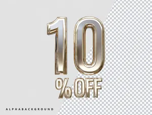 Mẫu số sale giảm giá 10% 3D màu bạc PNG chất lượng cao CR123