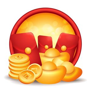 Ảnh vẽ tay đĩnh vàng, tiền vàng và bao lì xì vector File số 037