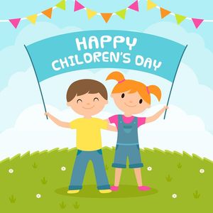 Mẫu banner, background trẻ vui chơi cùng bóng bay ngày lễ của trẻ - CR1075